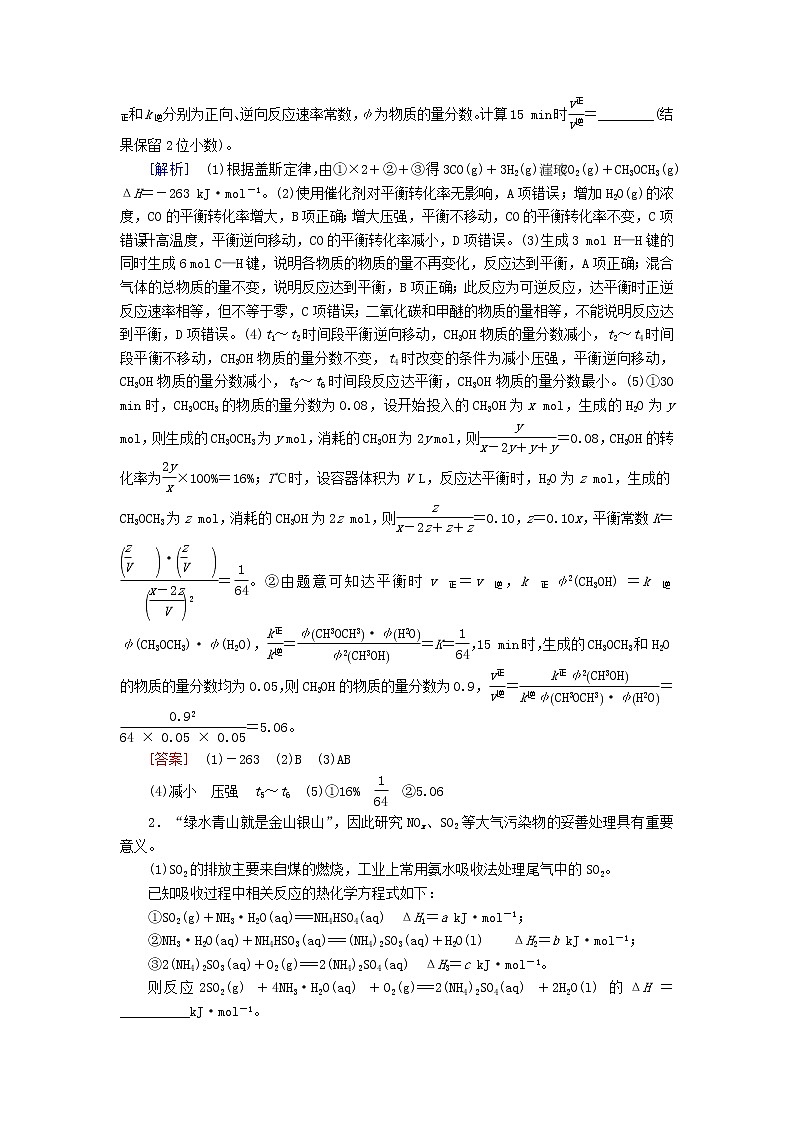 2020版高考化学二轮复习专题强化训练16化学反应原理综合（含解析）第2页