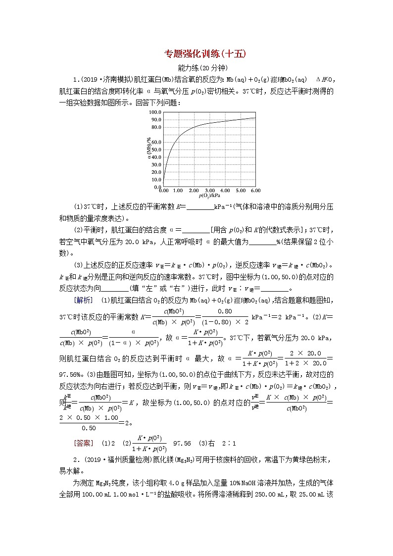 2020版高考化学二轮复习专题强化训练15填空题（含解析）01