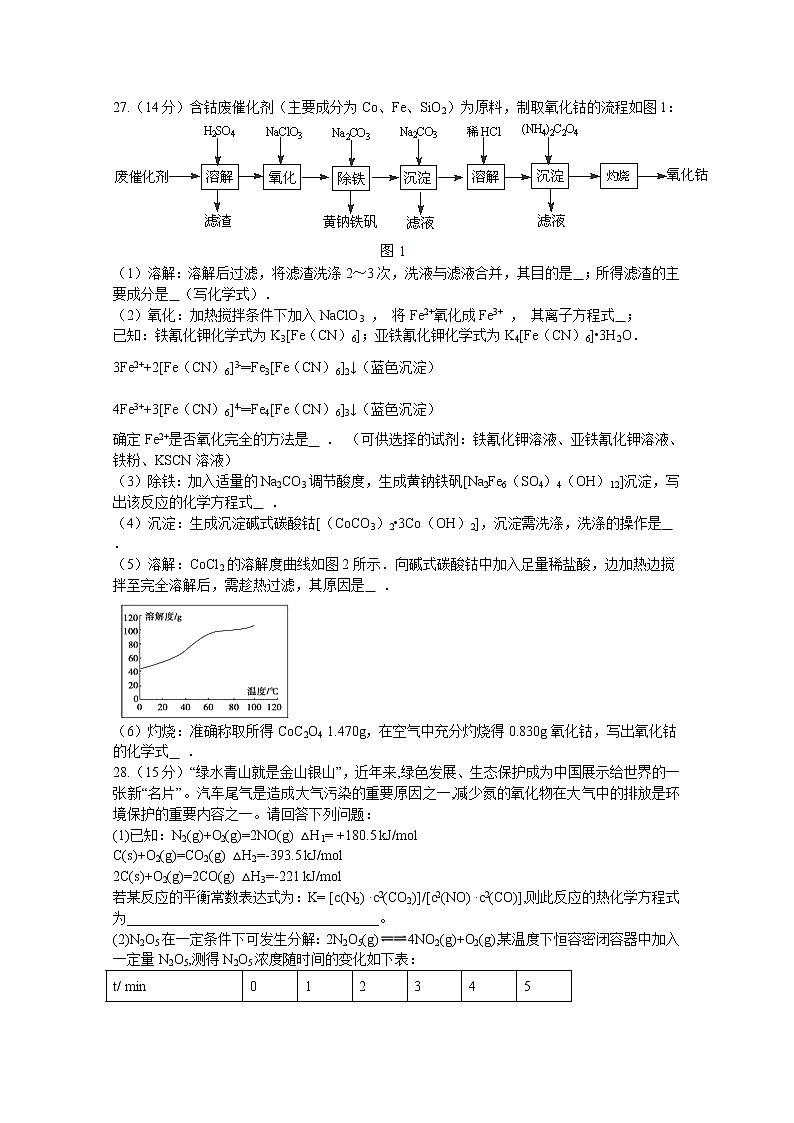 四川省泸县第二中学2020届高三下学期第四次学月考试理综-化学试题03