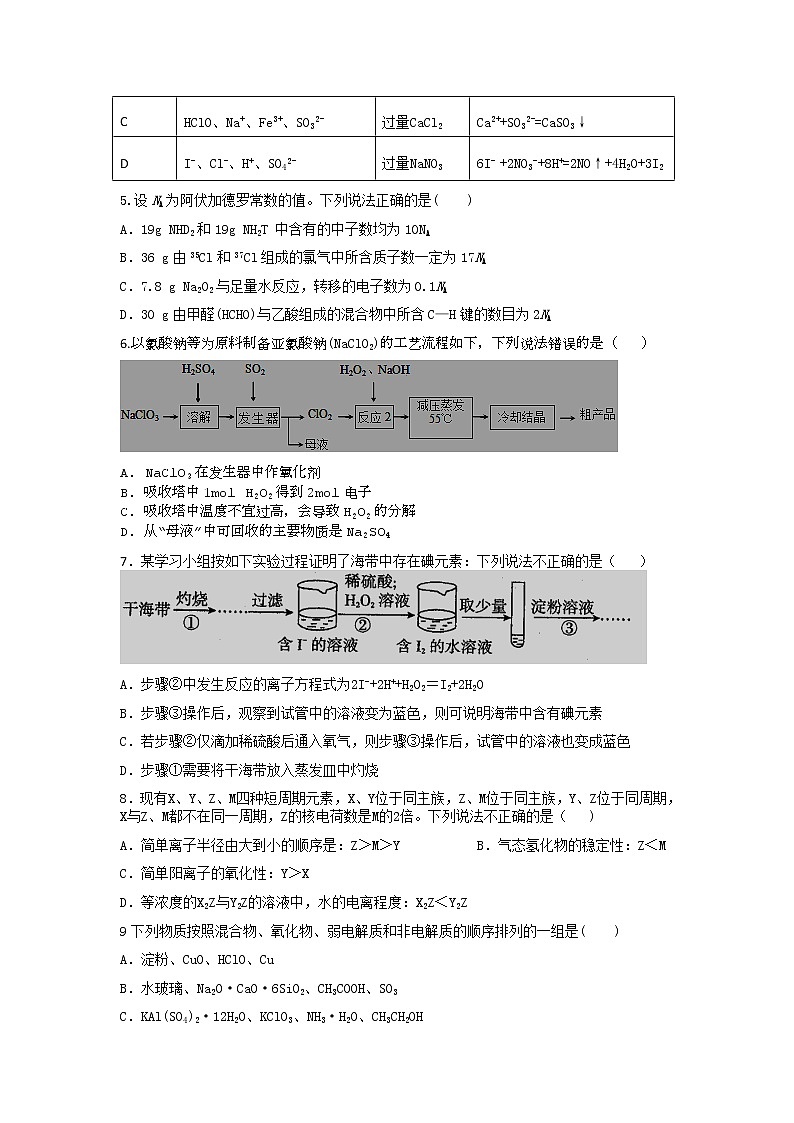 内蒙古包钢一中2020届高三上学期10月月考化学第2页