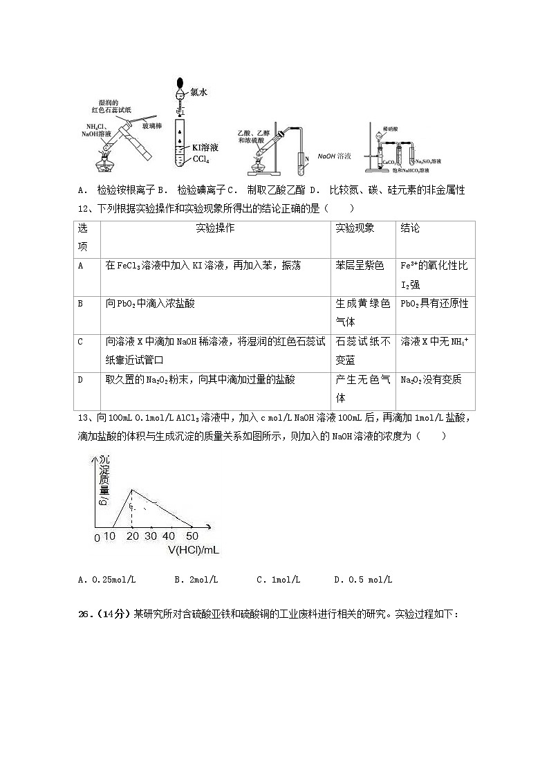 宁夏银川市兴庆区长庆高级中学2020届高三上学期第四次月考化学试卷02