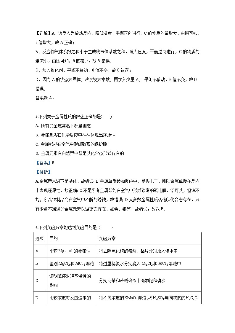 河北省衡水市武邑中学2020届届高三上学期第一次月考化学试题03