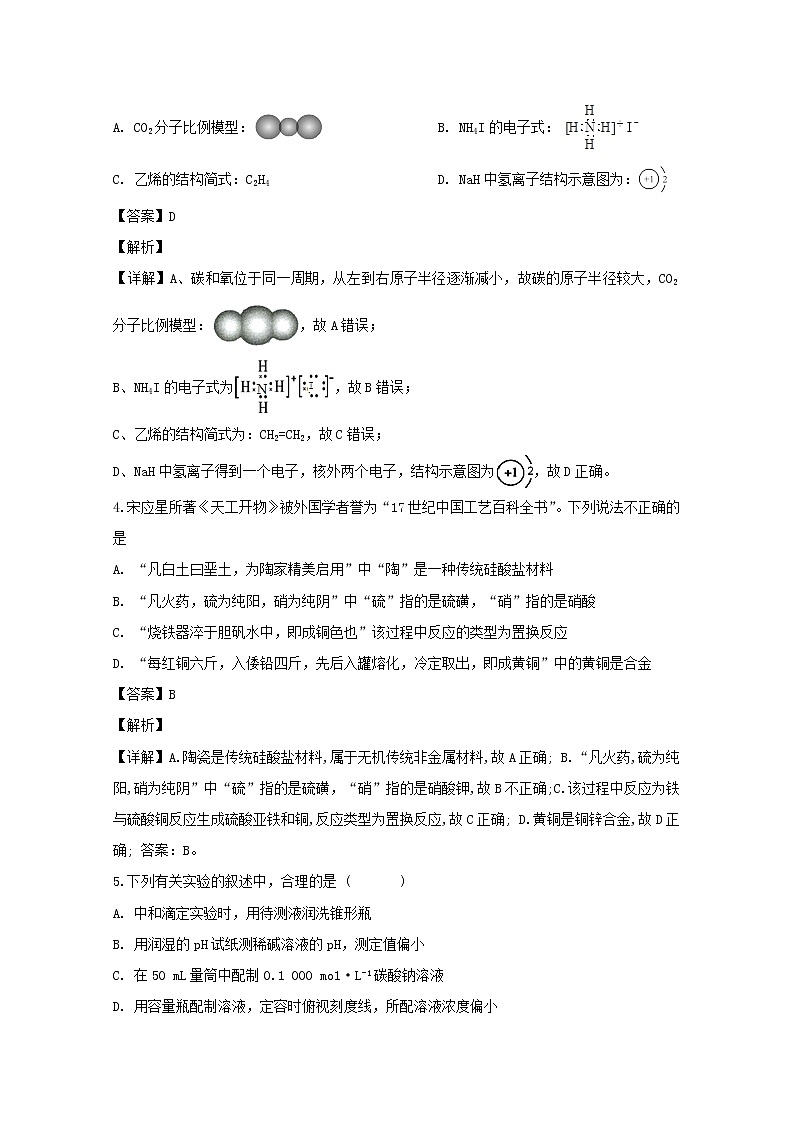 黑龙江省海林市朝鲜族中学2020届高三上学期月考化学试题02