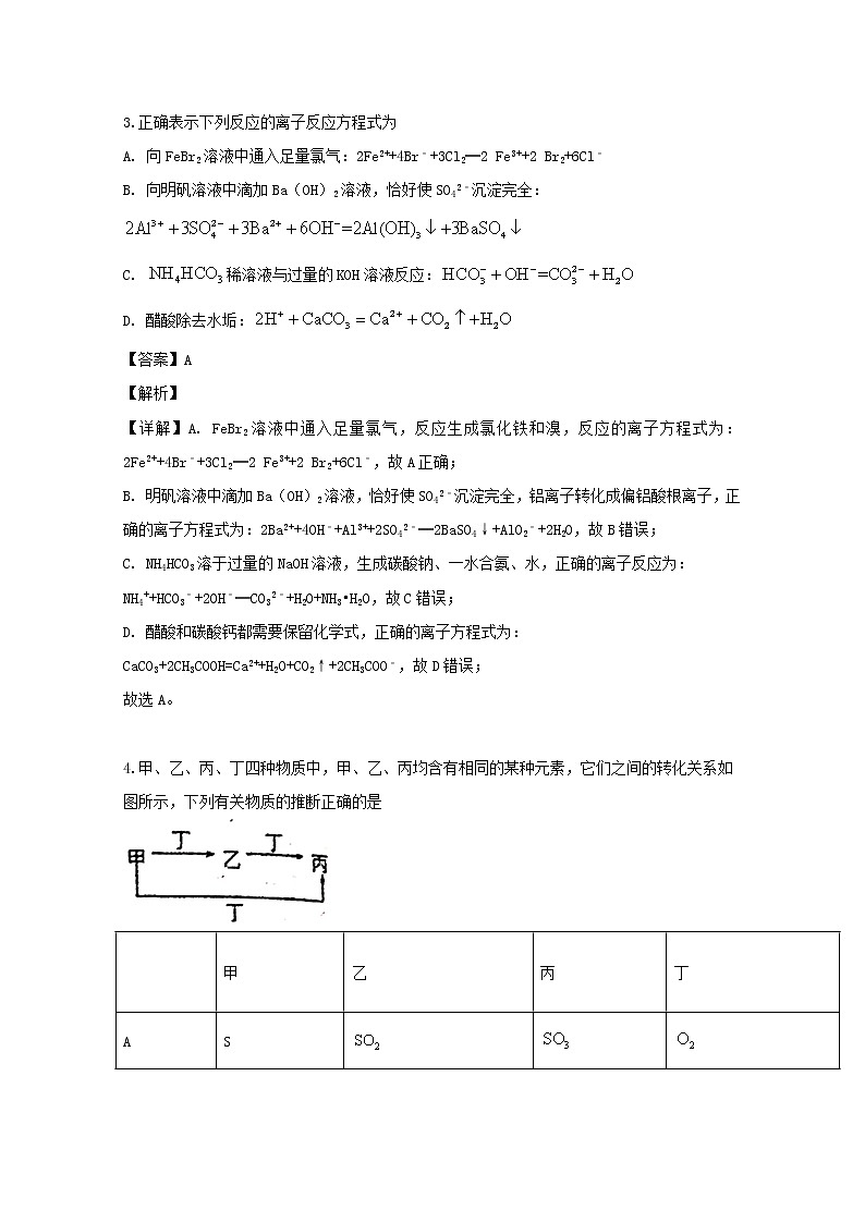 广东省实验中学2020届高三上学期第一次月考化学试题02