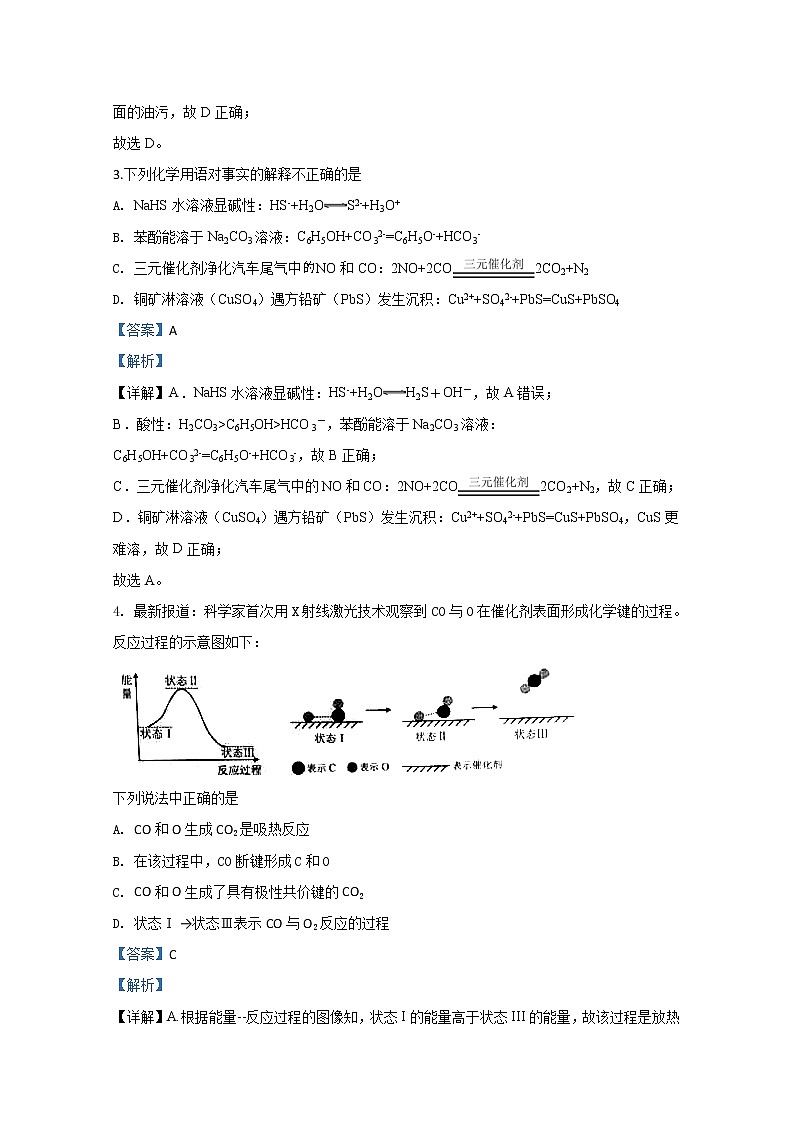 北京一零一中2020届高三下学期化学统考三 试卷02