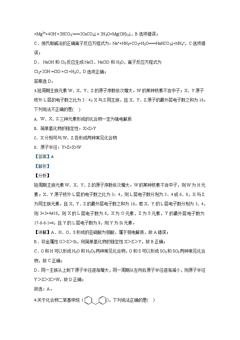 宁夏六盘山高级中学2020届高三下学期模拟考试化学试题02