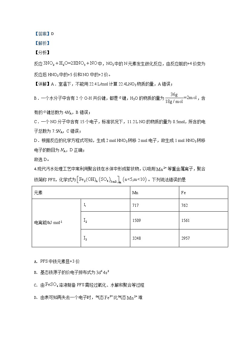 山东省滨州市2020届高三模拟考试（5月）化学试题03