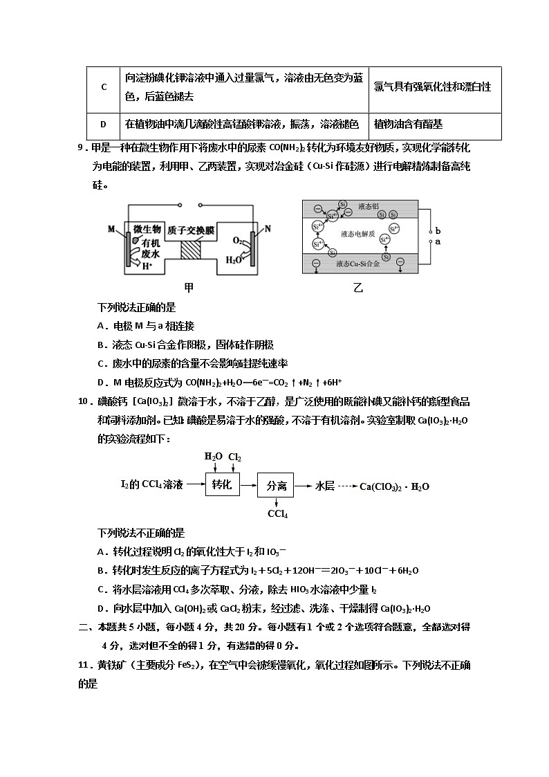 山东省济宁市2020届高三5月高考模拟考试化学试题03
