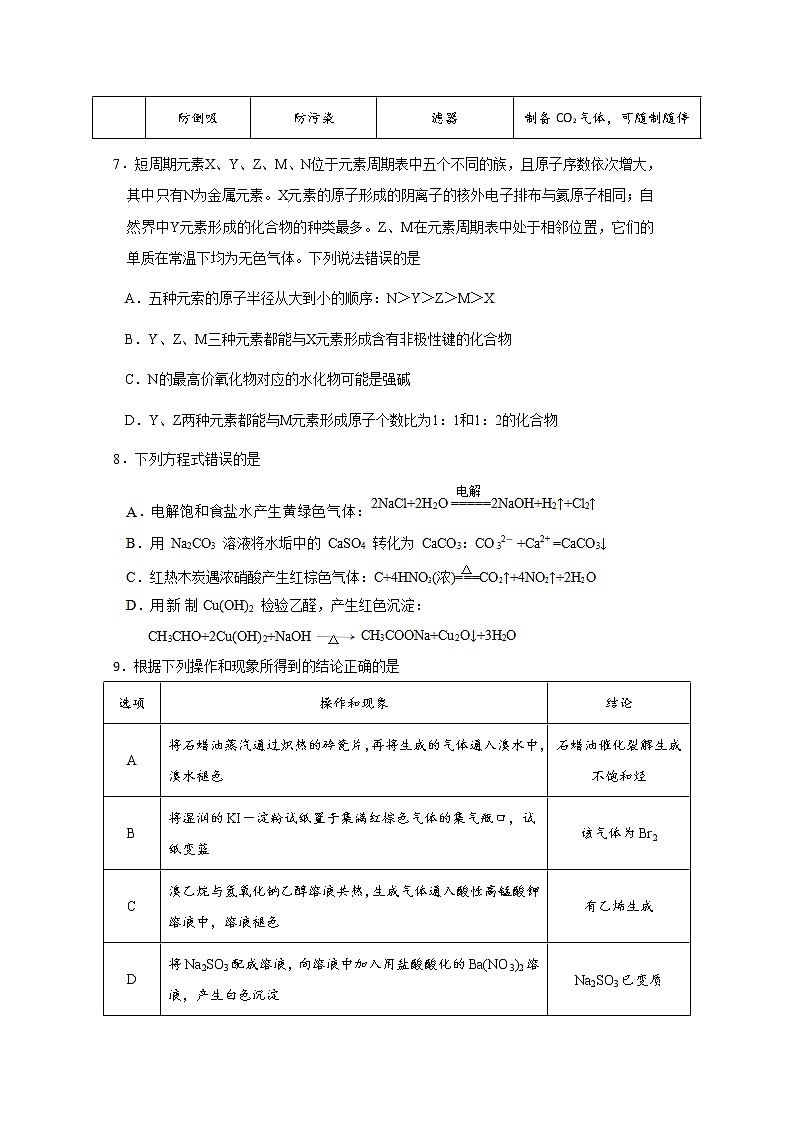 山东省潍坊市昌乐县2020届高三4月高考模拟化学试题03