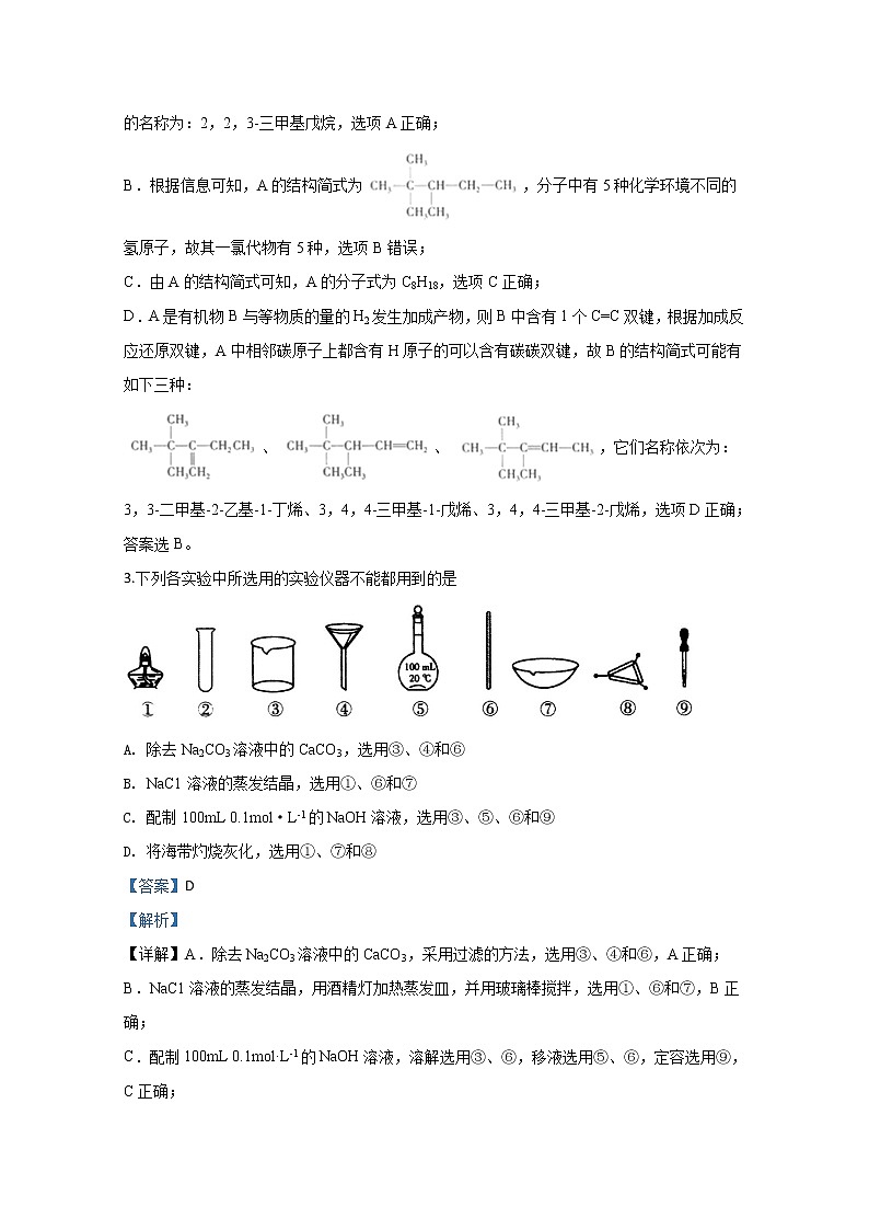 山东潍坊市高密一中2020届高三3月份高考模拟化学试题02
