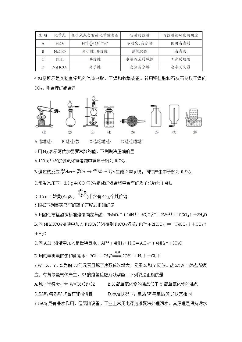 山西省吕梁市2020届高三第一次模拟考试 化学02