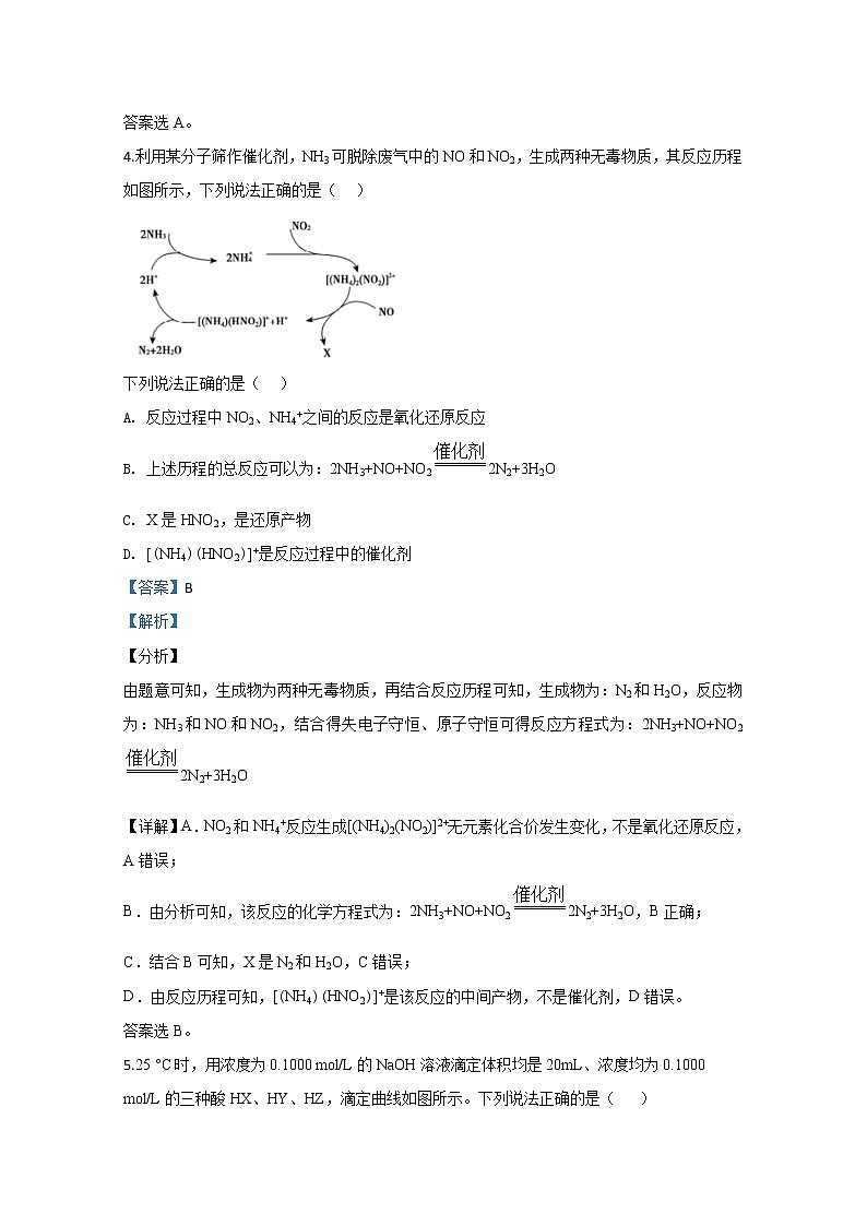 广西柳州市2020届高三毕业班4月模拟化学试题03