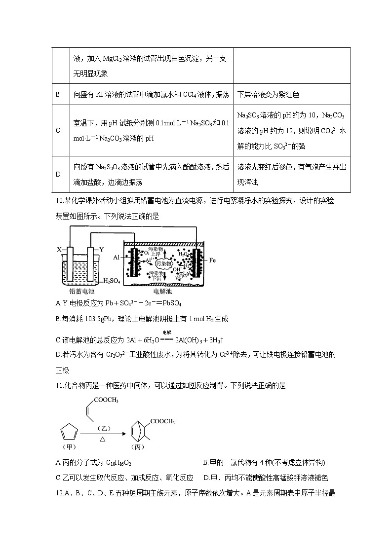 河北省保定市2020届高三下学期模拟考试　化学02
