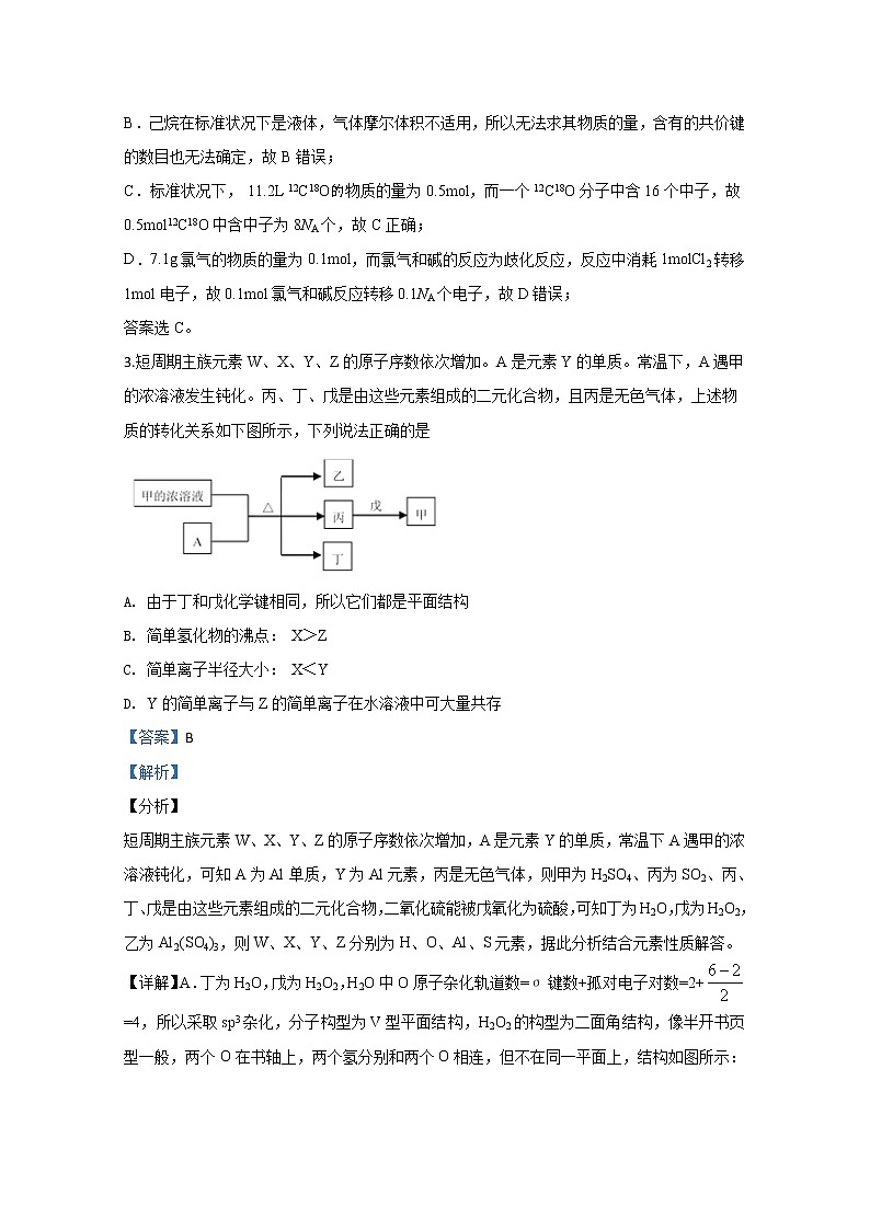 河北省唐山市2020届高三第一次模拟考试化学试题02