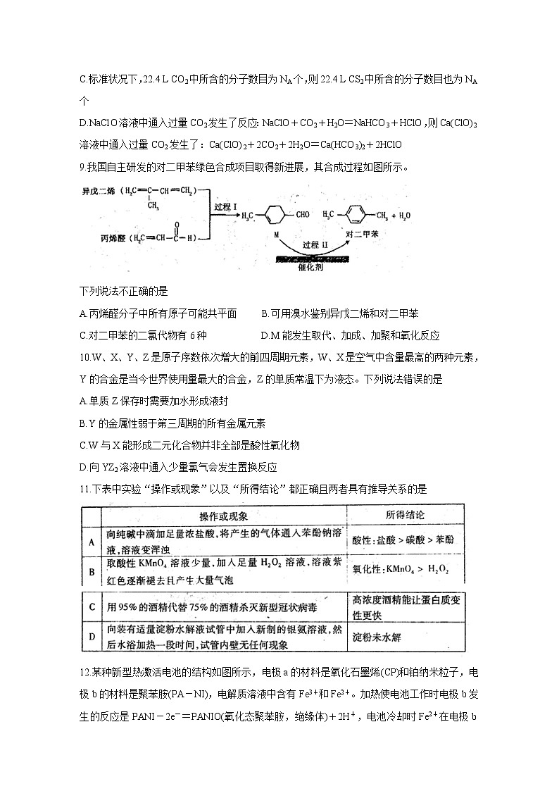 河南省六市2020届高三第一次模拟调研试题（4月） 化学02