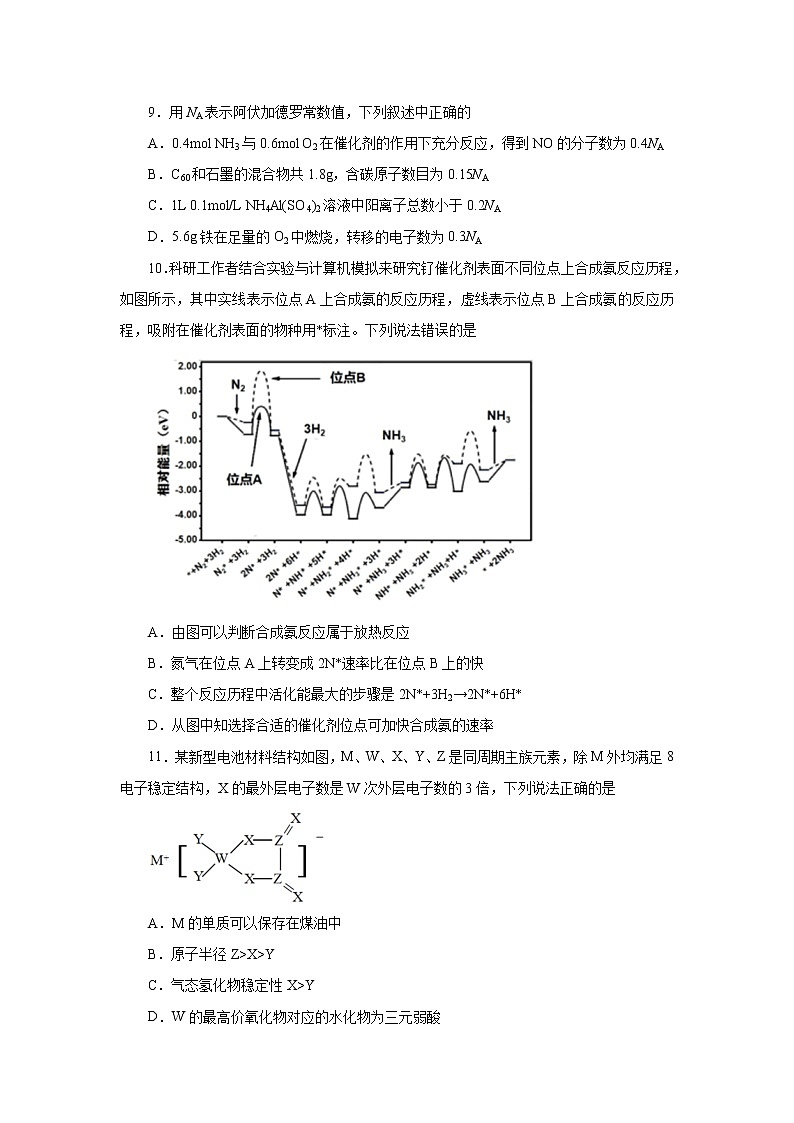 湖南省怀化市中方县第二中学2020届高三下学期全国统一冲刺考试化学试卷02