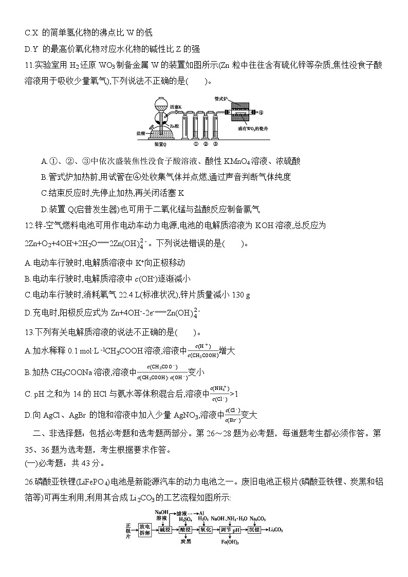 2020届新课标Ⅰ卷冲刺高考考前预热卷（四）化学试题卷02