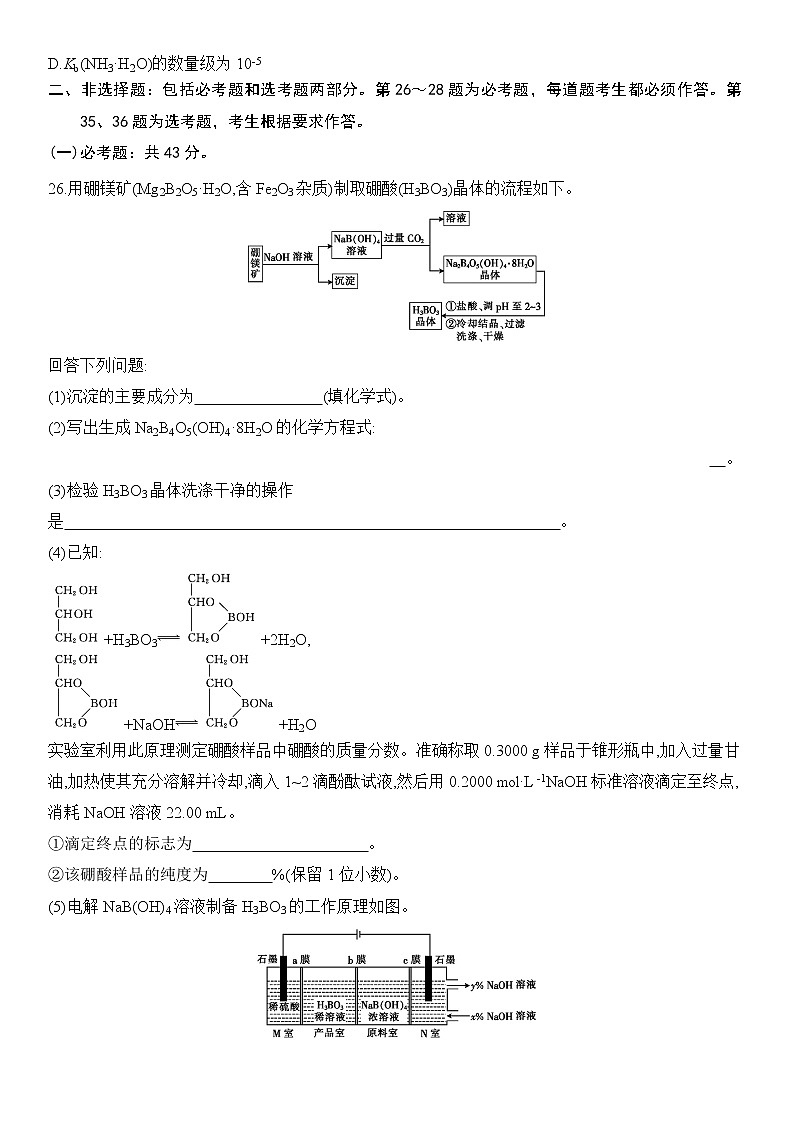 2020届新课标Ⅲ卷冲刺高考考前预热卷（五）化学试题卷03