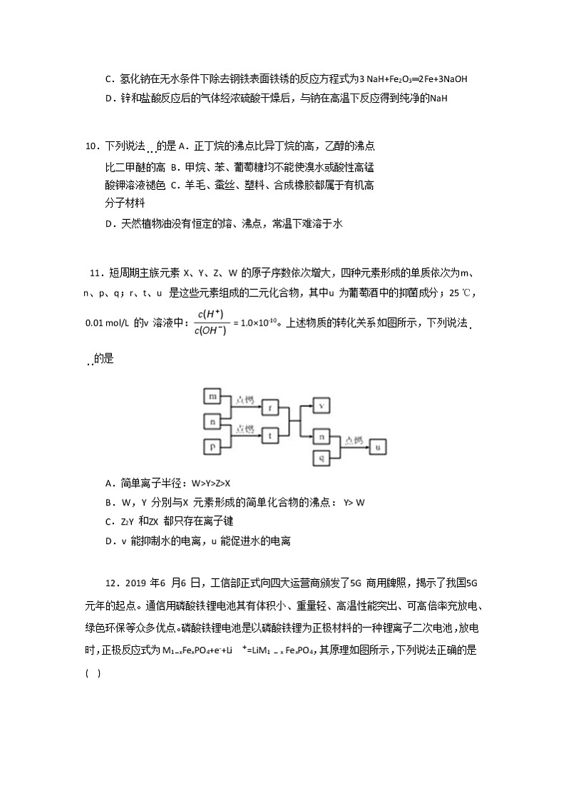 安徽蚌埠市教师2020届高三仿真模拟化学试题（蚌埠二中2）02