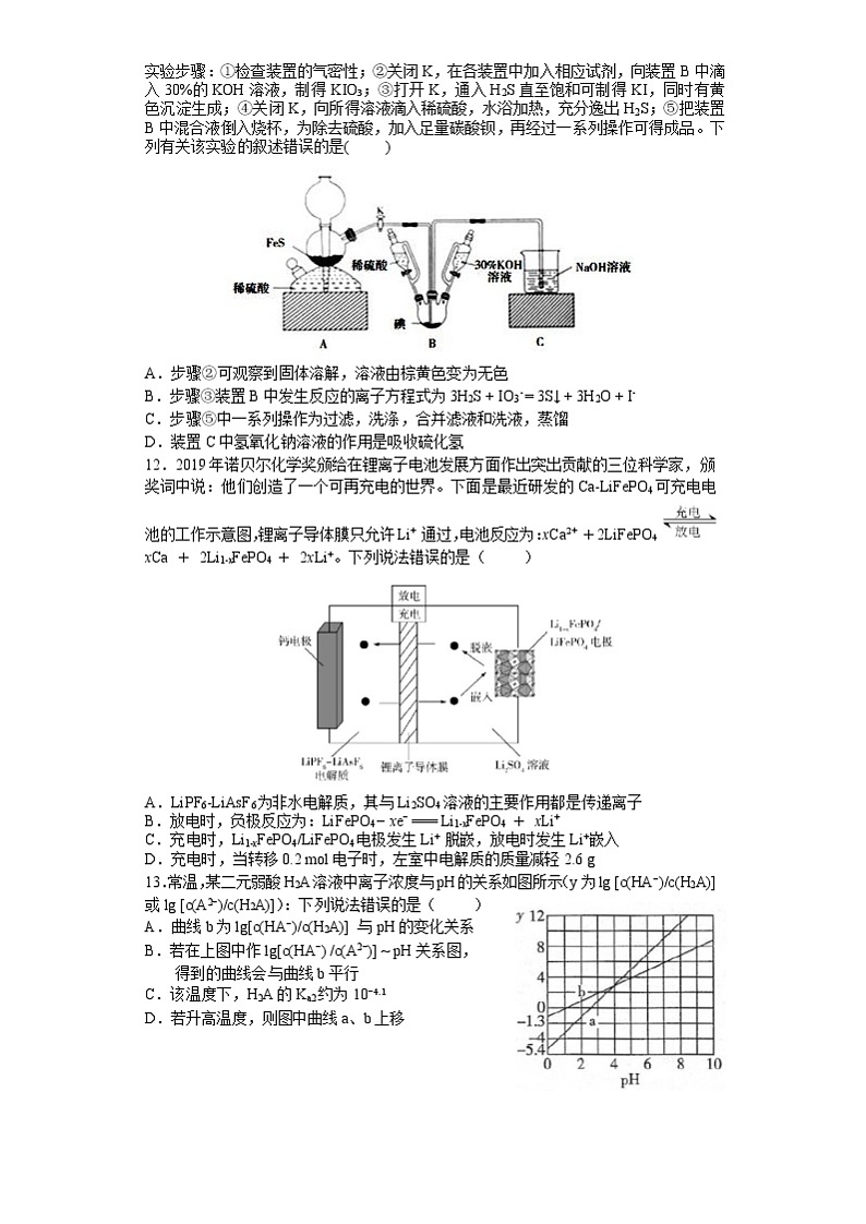 安徽省蚌埠市教师2020届高三仿真模拟化学试题（蚌埠二中7）02