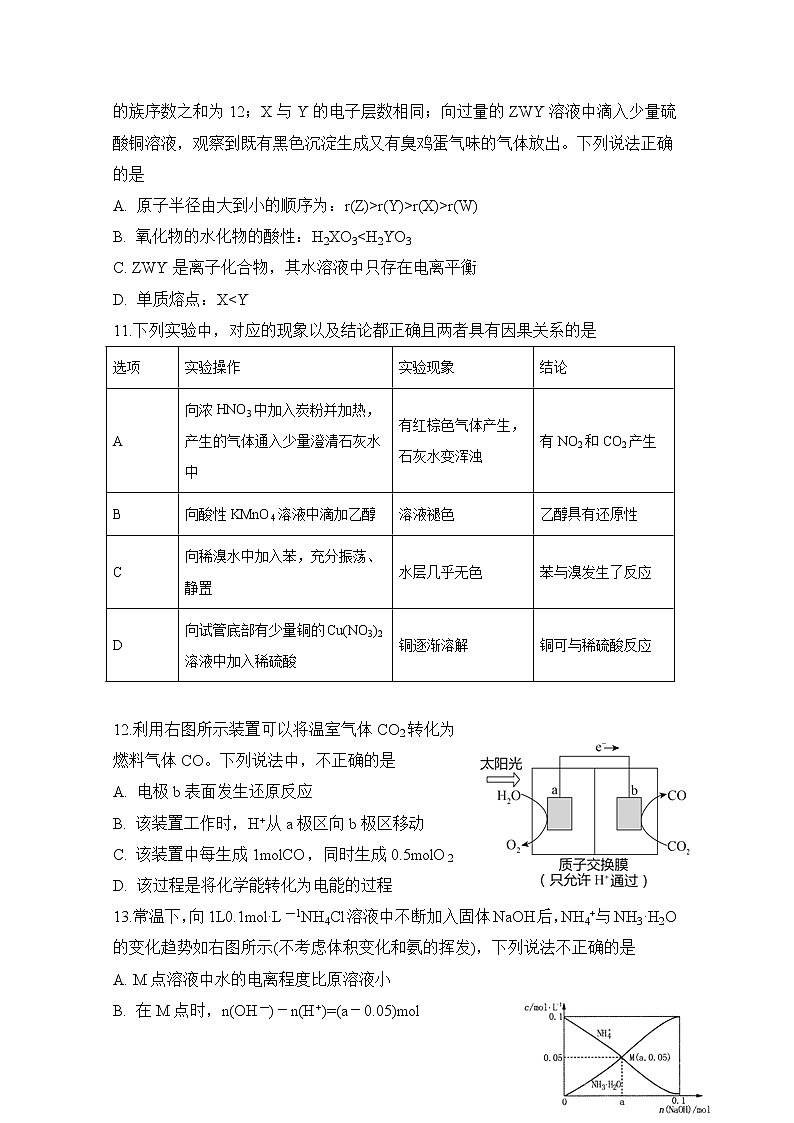 安徽省定远县重点中学2020届高三4月模拟考试化学试题02