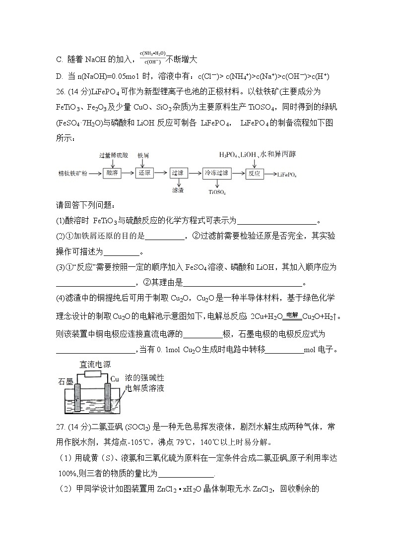 安徽省定远县重点中学2020届高三4月模拟考试化学试题03