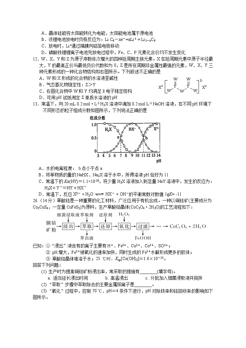 安徽师范大学附属中学2020届高三6月第九次模拟考试理综化学试题第2页
