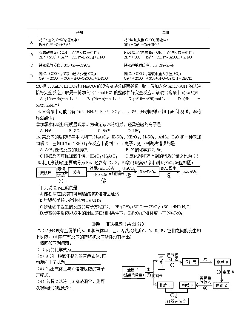 湖北省宜昌市小溪塔高级中学2020届高三上学期期中考试化学试卷03