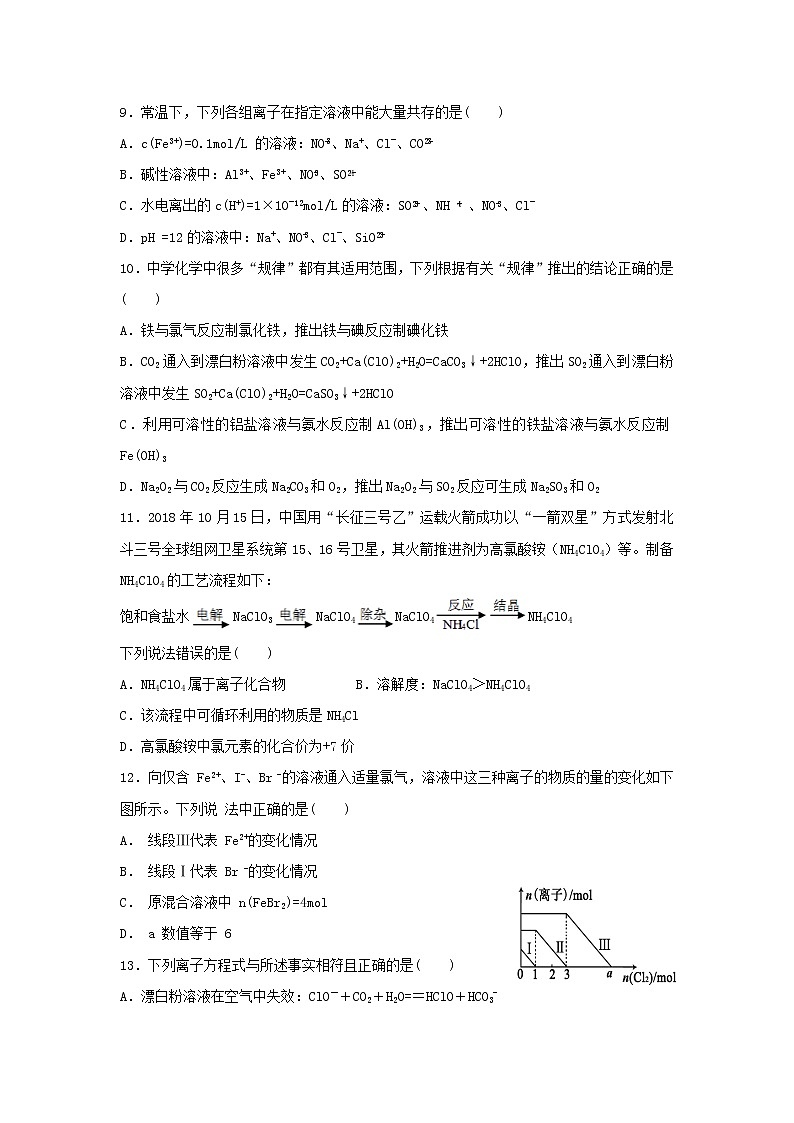 福建省莆田市第七中学2020届高三上学期期中考试化学03