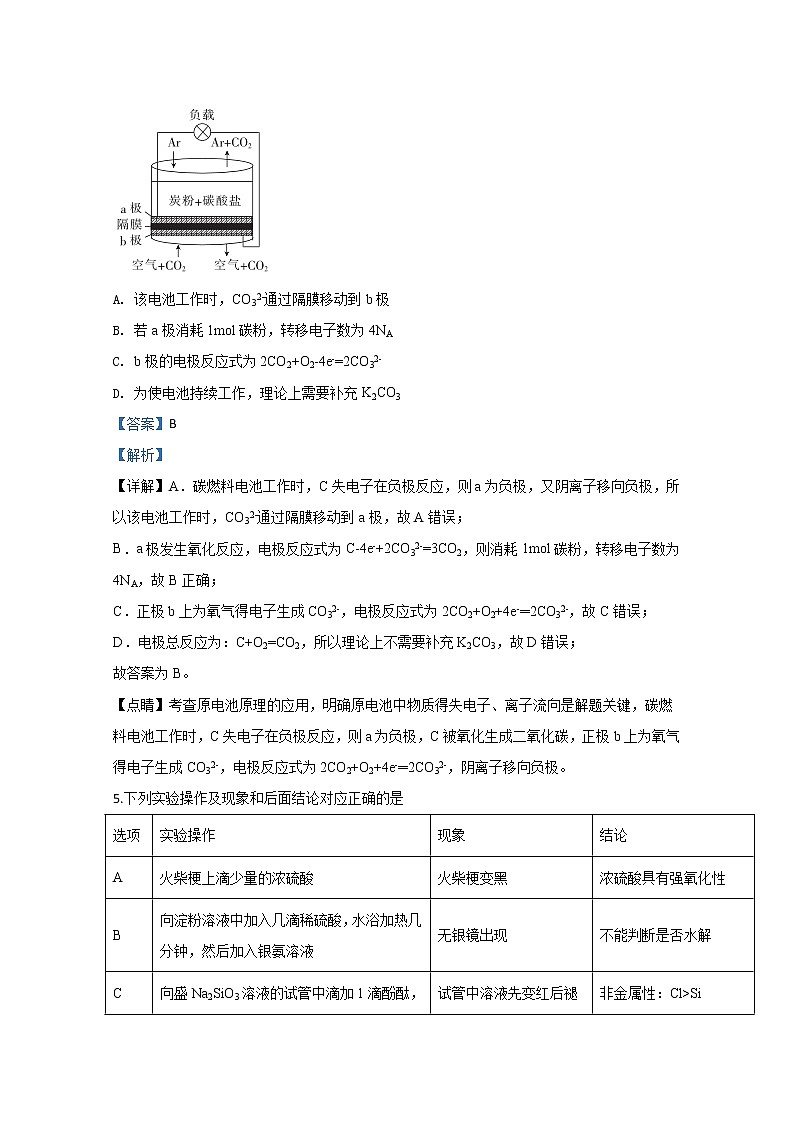陕西省西安中学2020届高三第六次模拟考试化学试题03