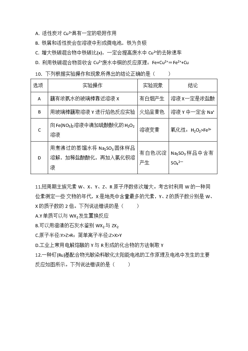 陕西省西安中学2020届高三第一次模拟考试化学试题第2页