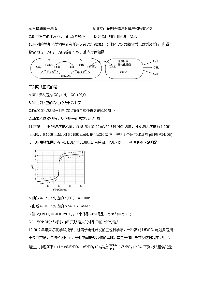 陕西省榆林市2020届高三高考模拟第三次测试　化学02
