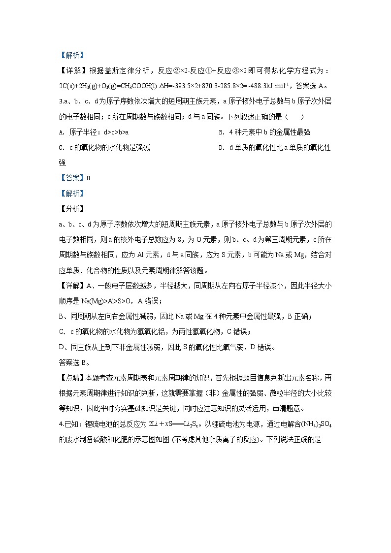 陕西省榆林市第二中学2020届高三第四次模拟考试化学试题第2页