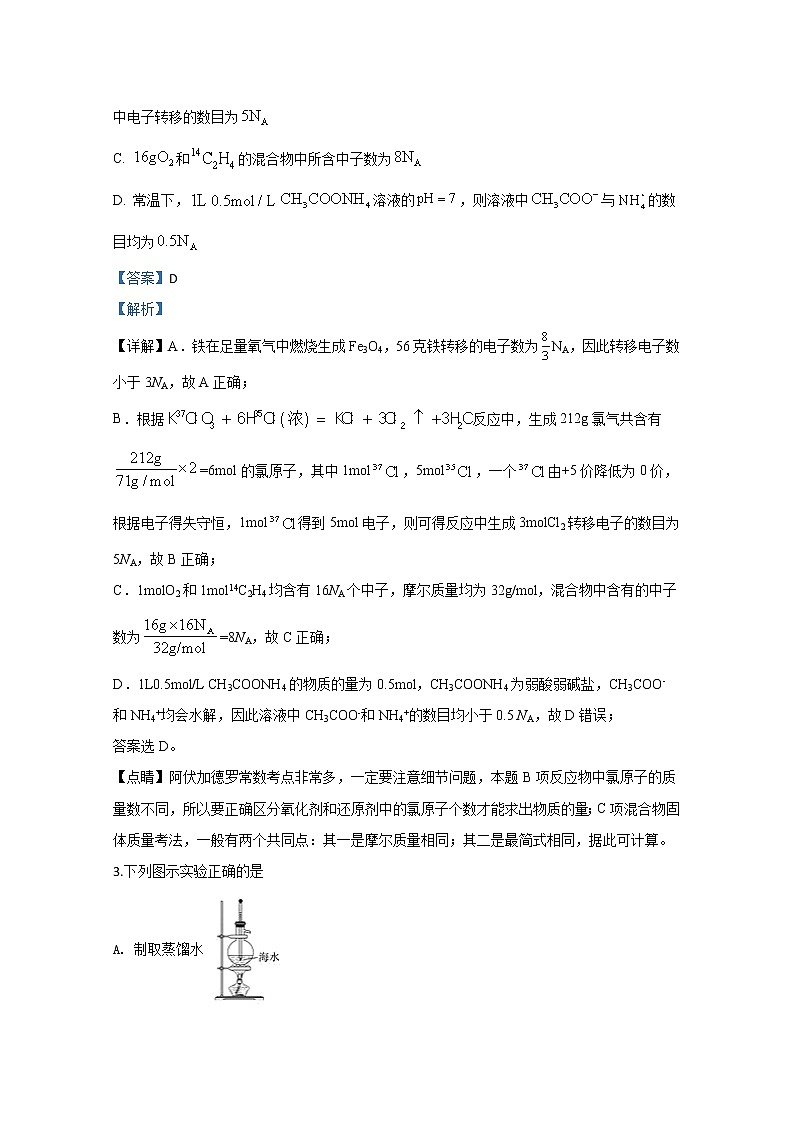 天津市塘沽一中2020届高三模拟考试化学试题02