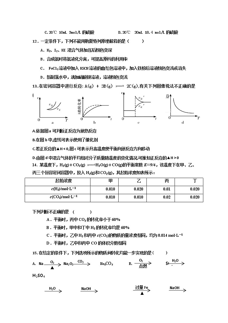 2019-2020学年湖南省邵东县第一中学、娄底三中高二上学期第一次月考化学试题 Word版03