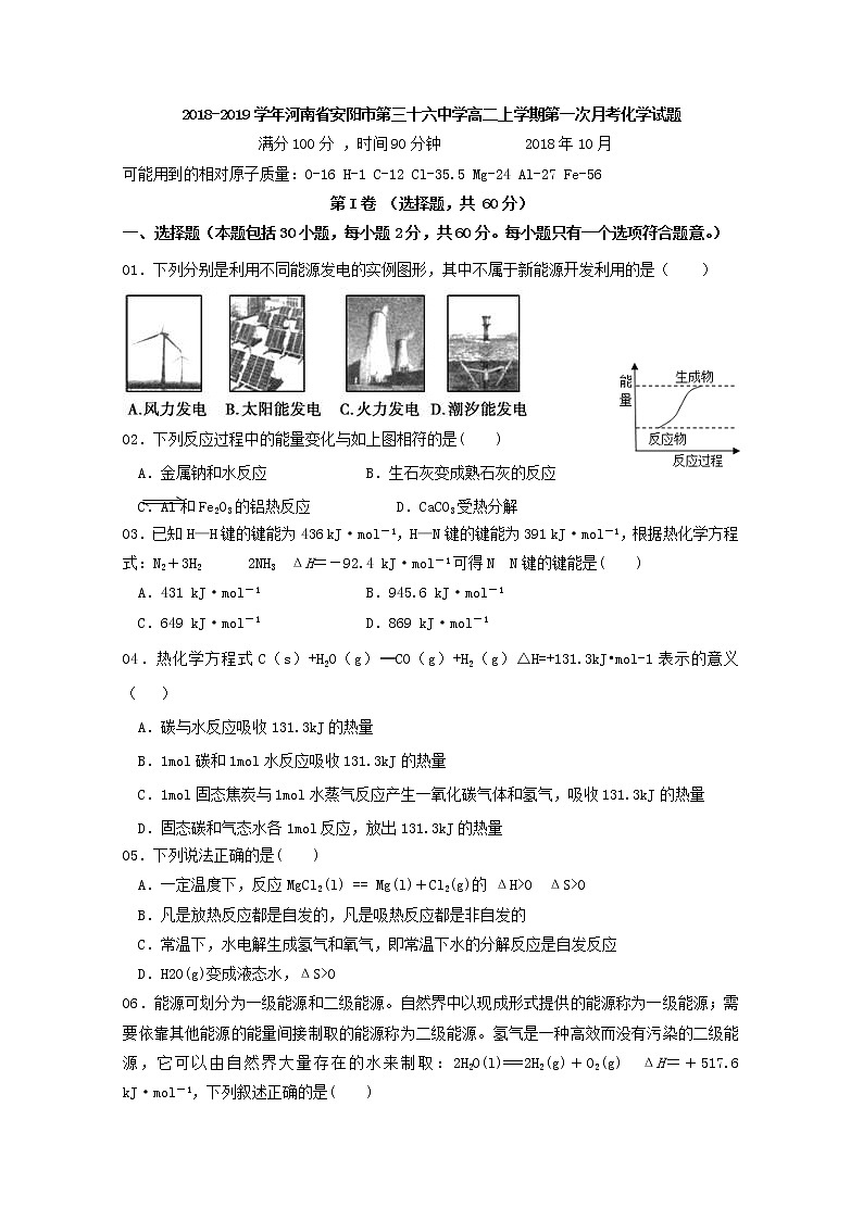 2018-2019学年河南省安阳市第三十六中学高二上学期第一次月考化学试题 Word版01
