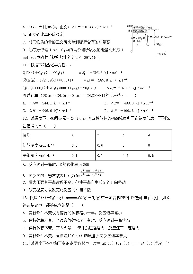 2017-2018学年新疆库尔勒市第四中学高二上学期第一次月考化学试题 Word版03