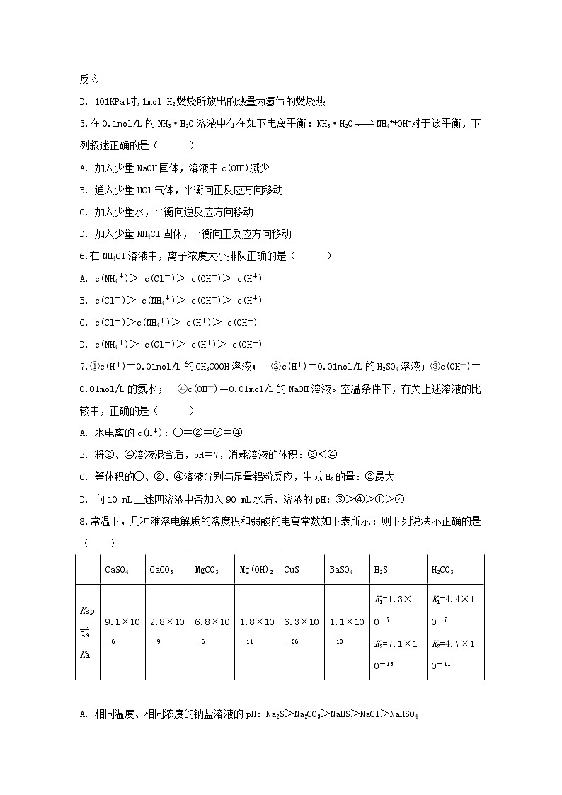 2018-2019学年安徽省滁州市民办高中高二上学期第三次月考化学试题 Word版02