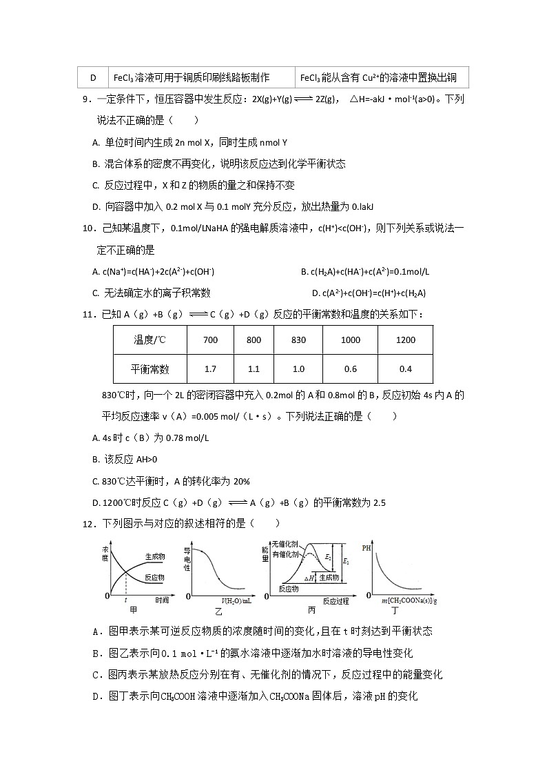 2018-2019学年甘肃省会宁县第一中学高二上学期第二次月考化学试题 Word版03
