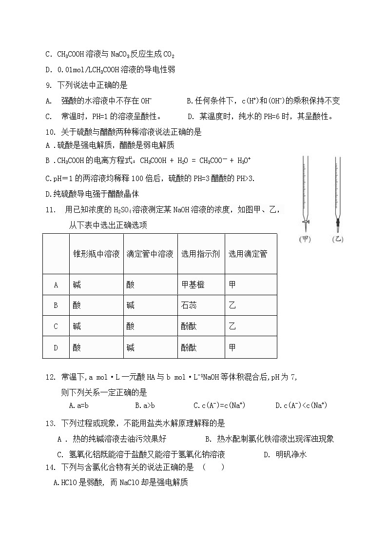 2017-2018学年黑龙江省友谊县红兴隆管理局第一高级中学高二上学期第一次月考化学试题（答案不全）02