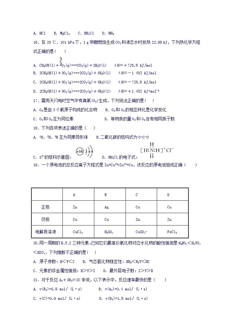 2017-2018学年福建省莆田市第七中学高二上学期第一次月考化学试题03