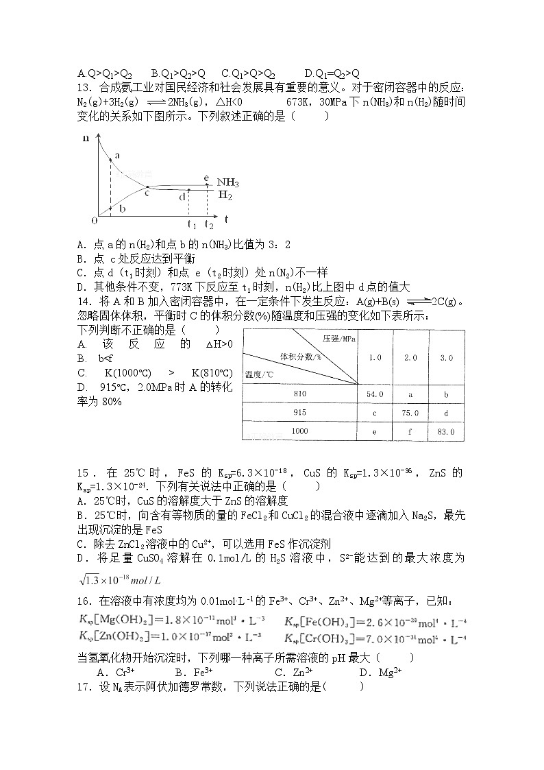 2017-2018学年河北省承德二中高二上学期第四次月考化学试题03