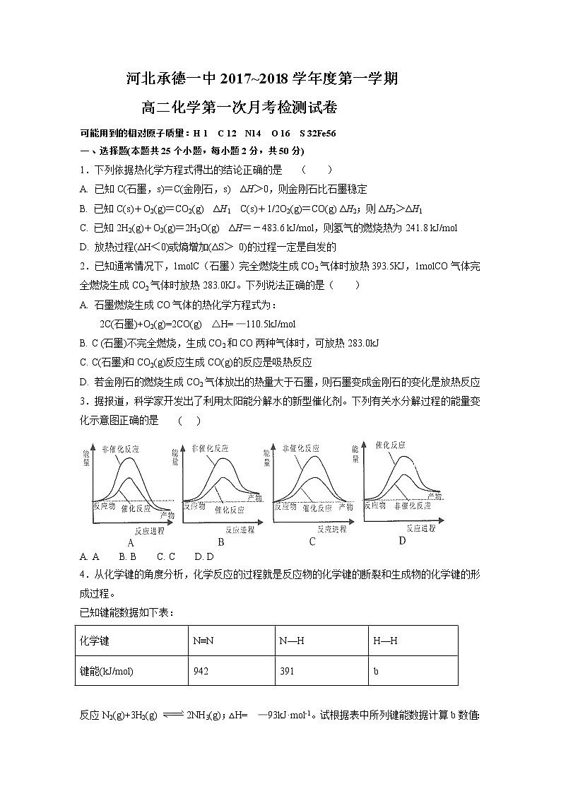 2017-2018学年河北省承德一中高二上学期第一次月考化学试题01