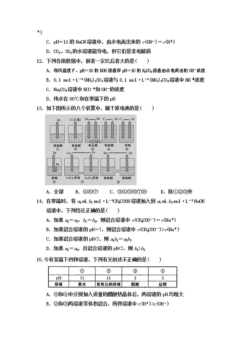 2018-2019学年内蒙古杭锦后旗奋斗中学高二下学期期中考试化学试题（Word版）03