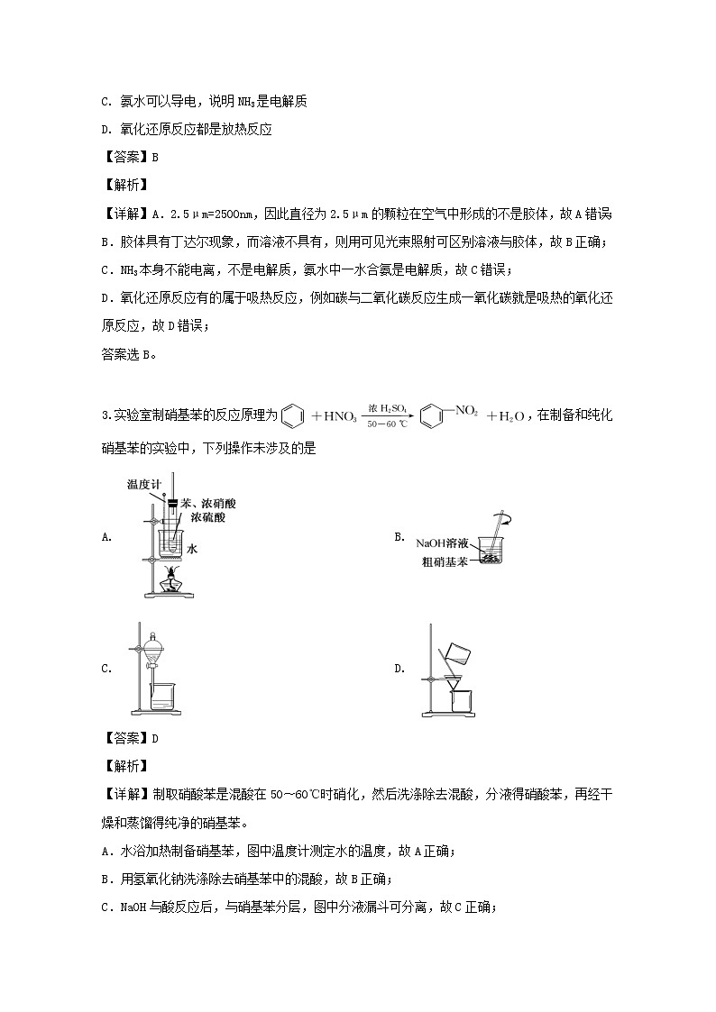 2018-2019学年山西省忻州市第一中学高二下学期期中考试化学试题 解析版02
