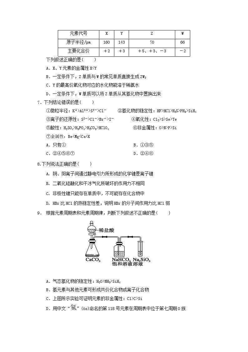 2018-2019学年黑龙江省哈尔滨市呼兰一中、阿城二中、宾县三中、尚志五中四校高一下学期期中考试化学试卷(呼兰用卷)02