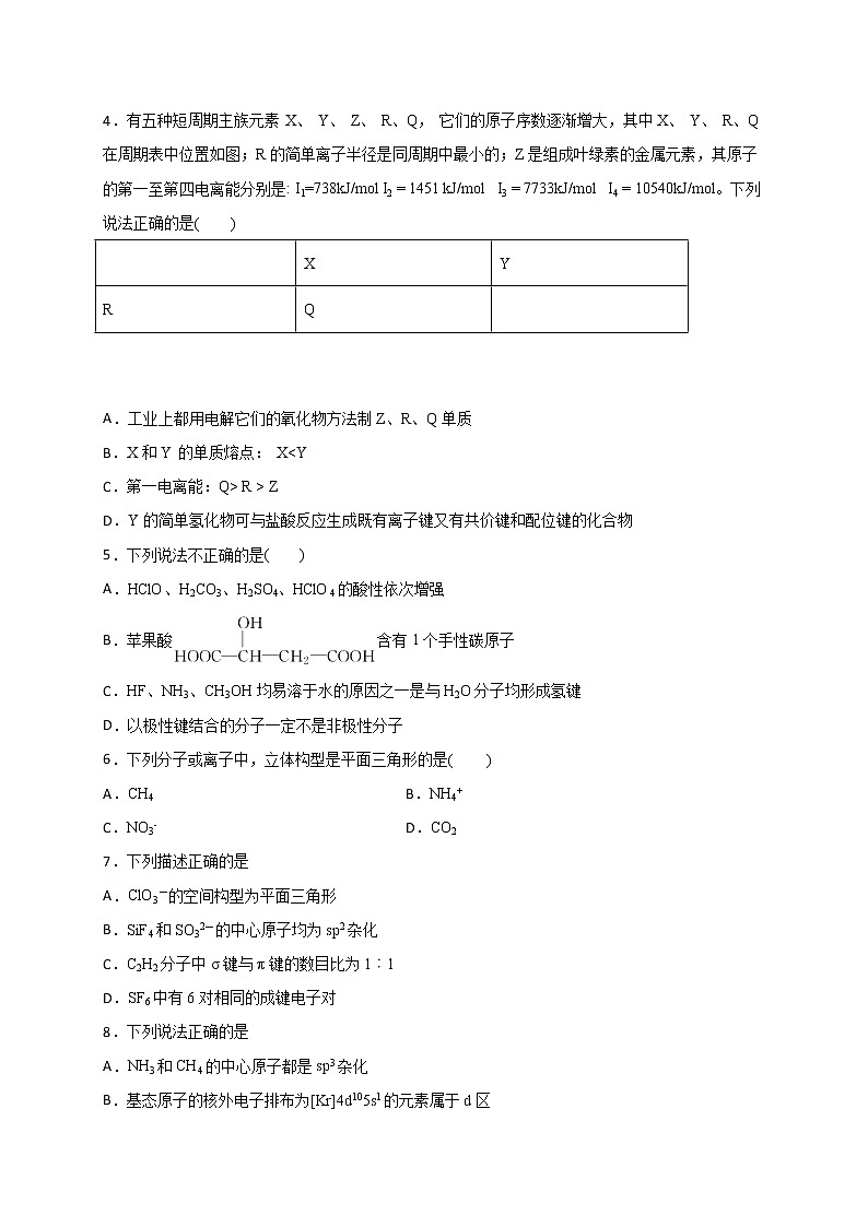 2018-2019学年贵州省思南中学高二下学期期中考试化学试题 Word版02