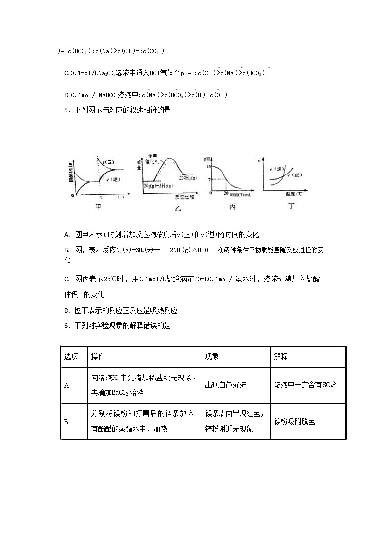 2017-2018学年福建省闽侯县第八中学高二下学期期中考试化学试题 Word版03