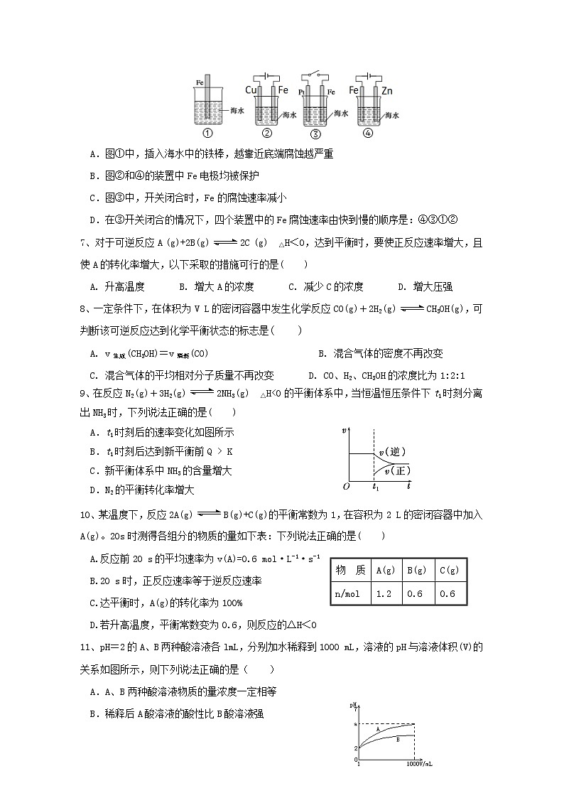 2019-2020学年福建省厦门市湖滨中学高二上学期期中考试化学试题（等级考） Word版02