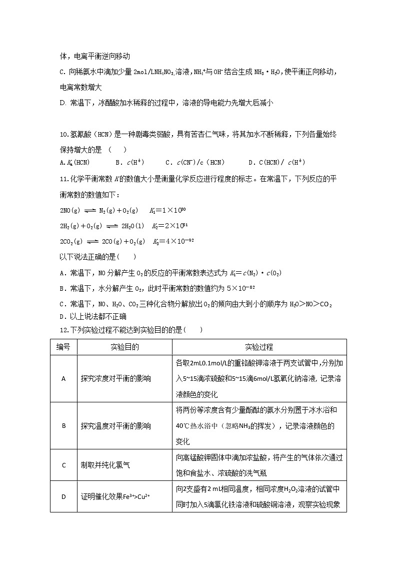 2018-2019学年江西省南昌市第十中学高二上学期期中考试化学试题 Word版03